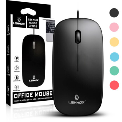 Mouse com fio USB Colorido LEHMOX - LEY-1564