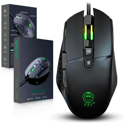 Mouse Gamer USB com Fio 8 Botões e Iluminação Led - FZF-T91