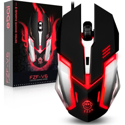 Mouse Gamer USB Com LED 3600 DPI Ajustavel EBAI - FZF-V6