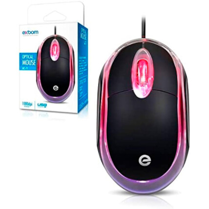 Mouse USB Óptico basico Com Led Exbom MS-9