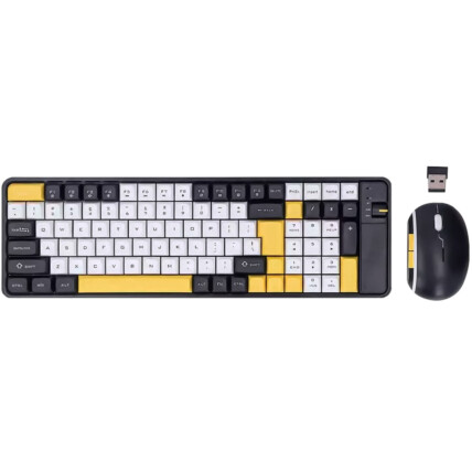 KIT Teclado E Mouse Sem Fio Bluetooth Wireless 2.4GHZ KNUP - KP-TE129 AMARELO