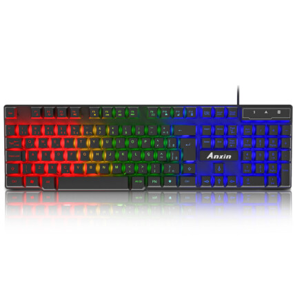 Teclado Gamer Semi Mecânico com Fio USB e Iluminação LED RGB - V3