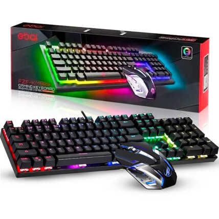 KIT Teclado E Mouse Gamer USB com LED RGB ABNT2 EBAI - KM900